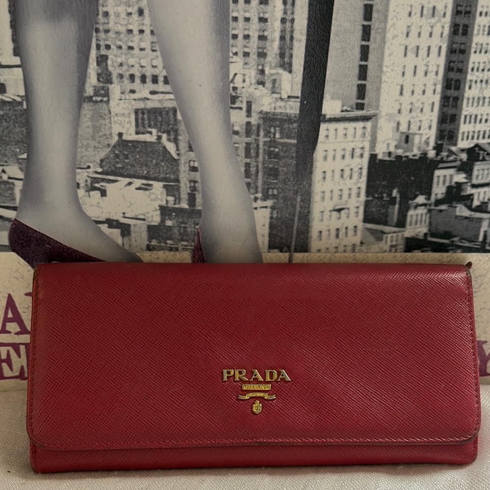 Prada Pink Saffiano Leather Wallet
